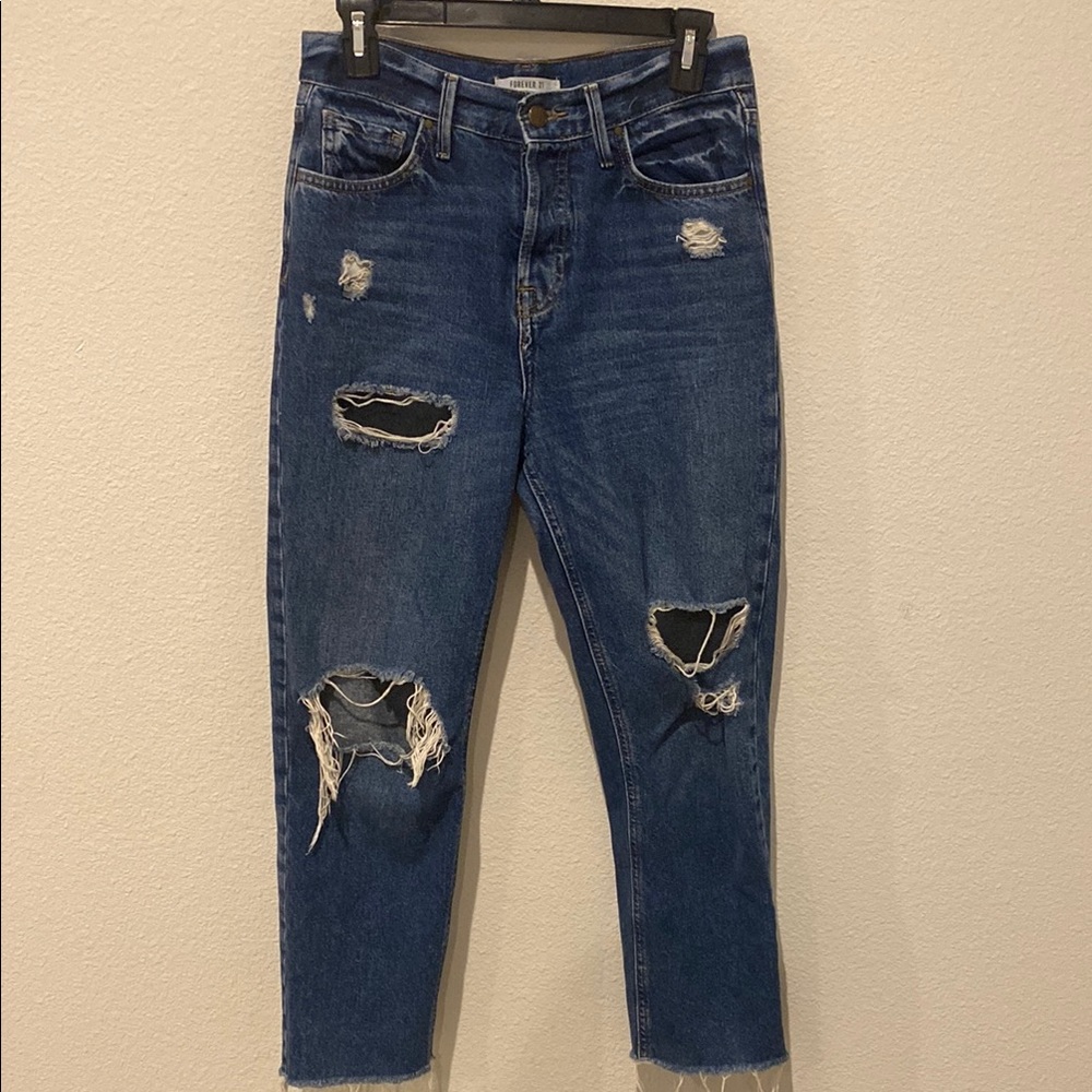 Distressed Blue Jeans